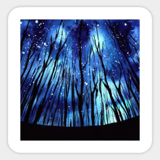 Star night with dark forest Sticker